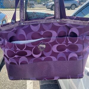 Coach Plum Signature Tote Bag